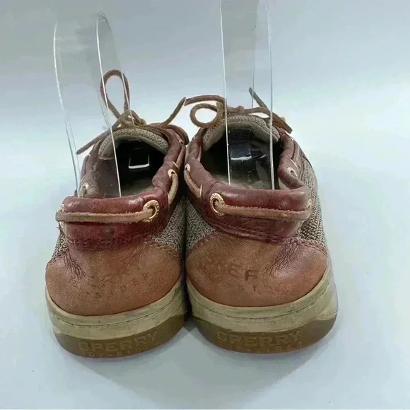 Sperry womens flats size 8 brown leather anchor embossed nautical boat shoes - Picture 4 of 12